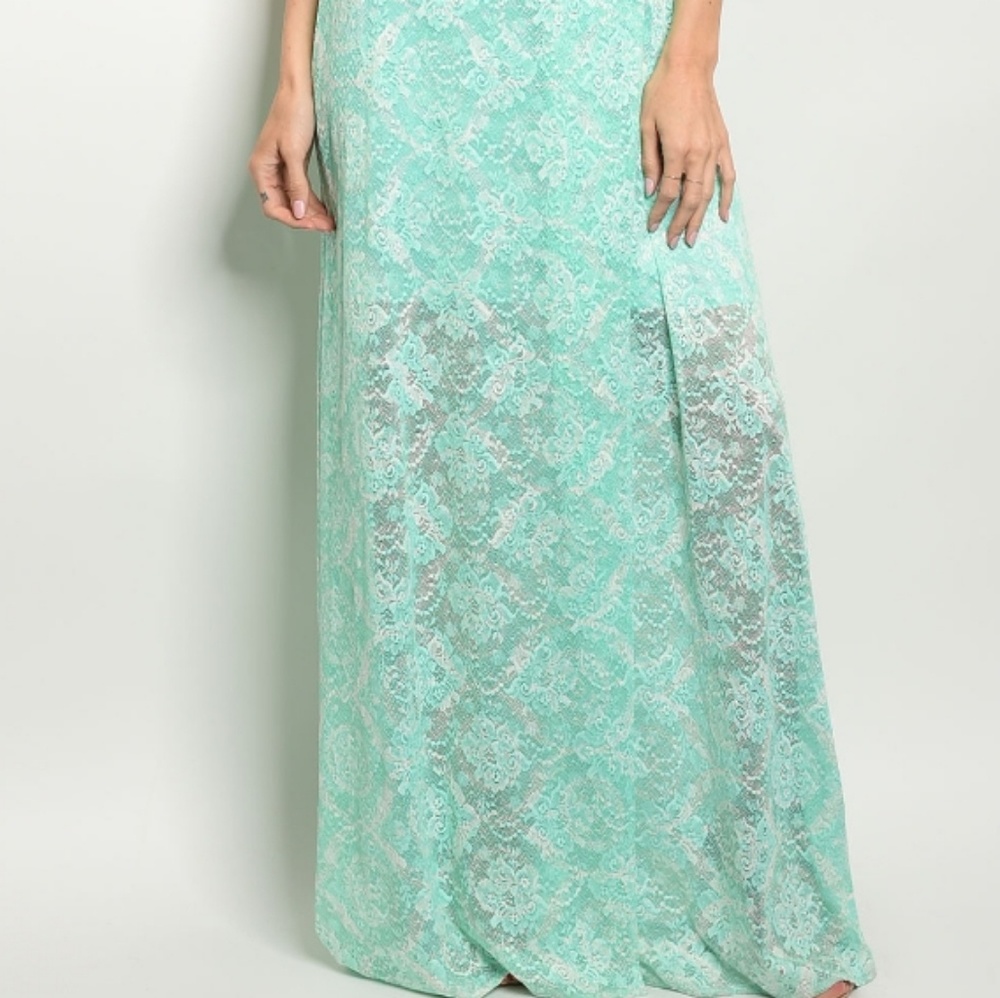 White and mint maxi dress - Picture 5 of 8